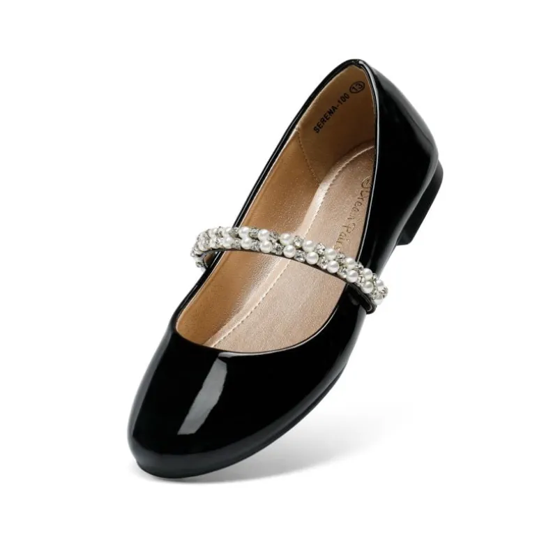 Girls’ Pearl & Rhinestone Mary Jane Flats