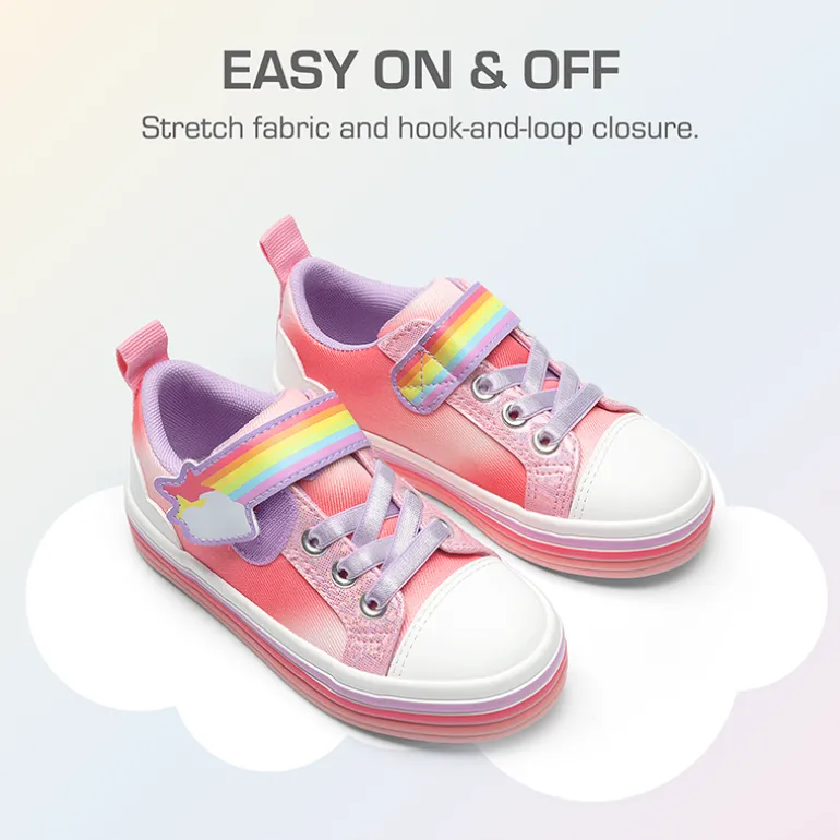 Girls’ Rainbow Ombre Hook-and-Loop Sneakers