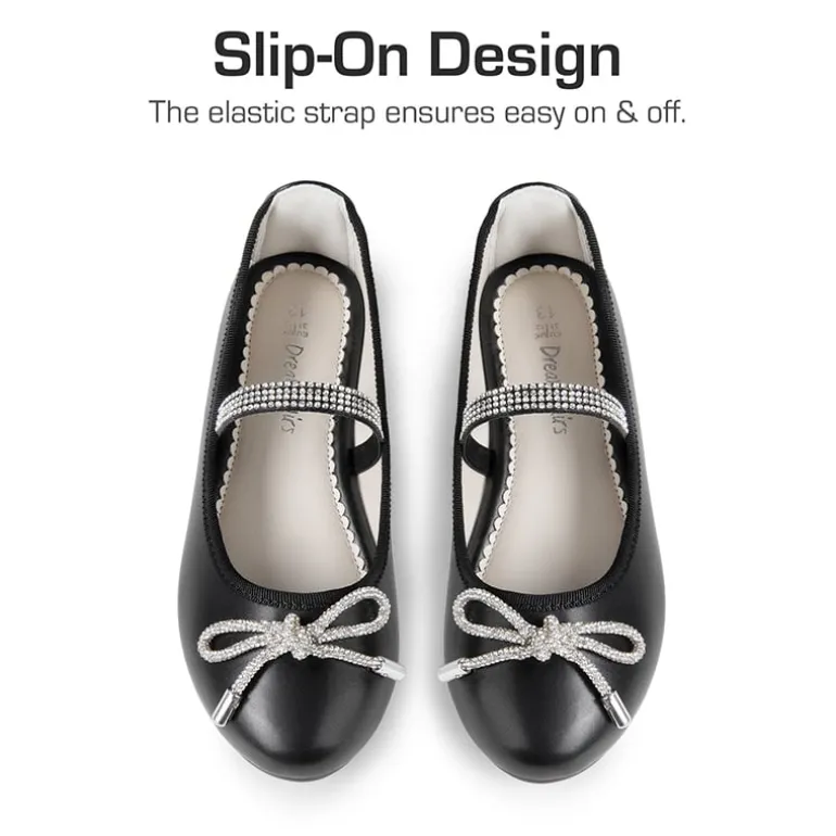 Girls’ Rhinestone Bow Mary Jane Flats