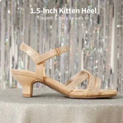Girls Rhinestone Low Heel Sandals