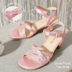 Girls Rhinestone Low Heel Sandals