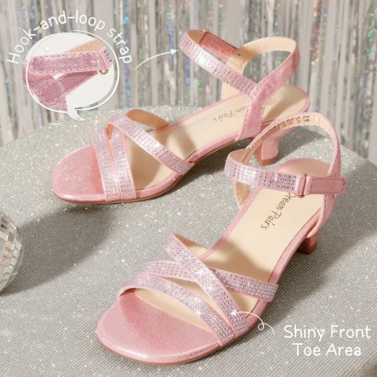 Girls Rhinestone Low Heel Sandals
