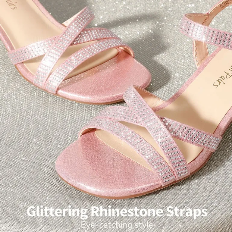 Girls Rhinestone Low Heel Sandals