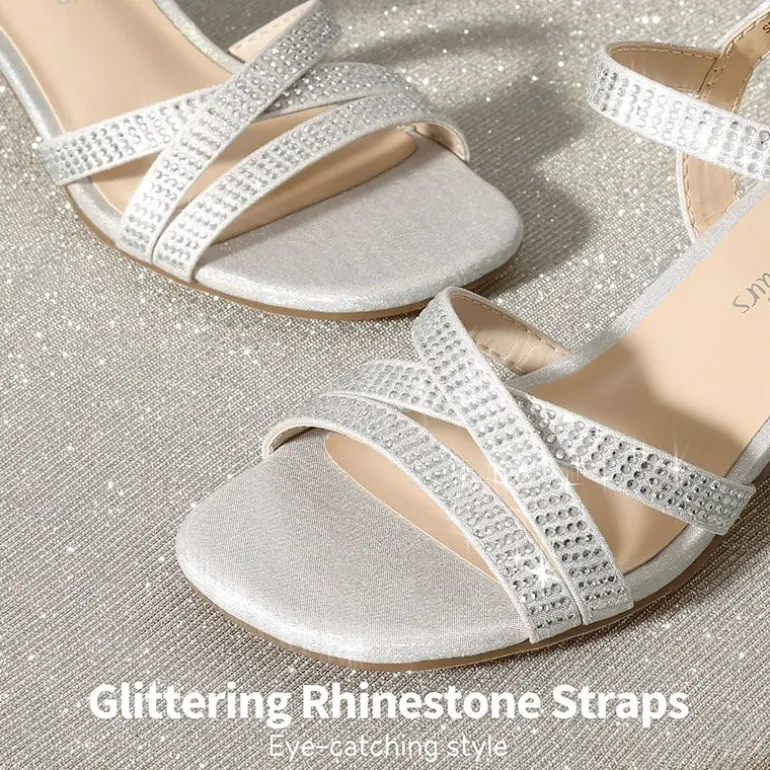 Girls Rhinestone Low Heel Sandals