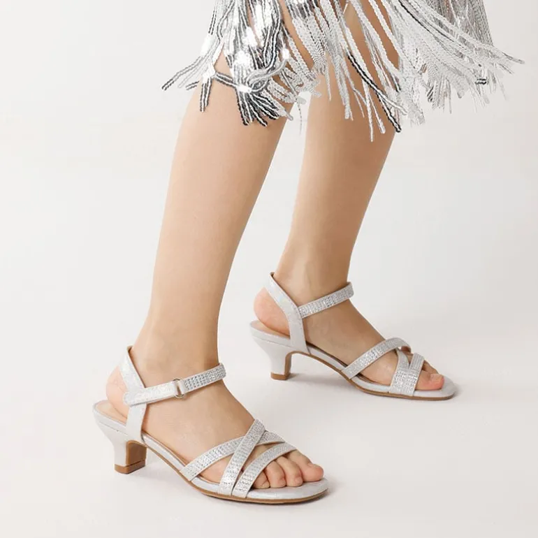 Girls Rhinestone Low Heel Sandals