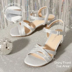 Girls Rhinestone Low Heel Sandals