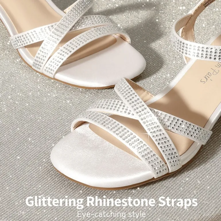 Girls Rhinestone Low Heel Sandals
