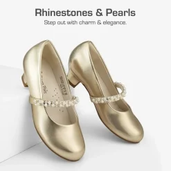 Girls' Rhinestone Mary Jane Low Heels
