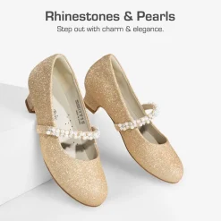 Girls' Rhinestone Mary Jane Low Heels