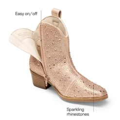 Girls’ Rhinestone Square-Toe Cowgirl Boots