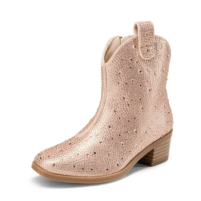 Girls’ Rhinestone Square-Toe Cowgirl Boots