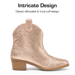 Girls’ Rhinestone Square-Toe Cowgirl Boots