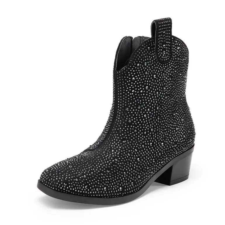 Girls’ Rhinestone Square-Toe Cowgirl Boots