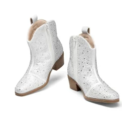 Girls’ Rhinestone Square-Toe Cowgirl Boots