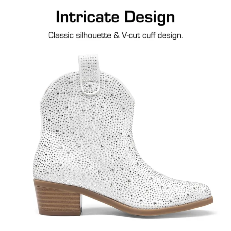 Girls’ Rhinestone Square-Toe Cowgirl Boots