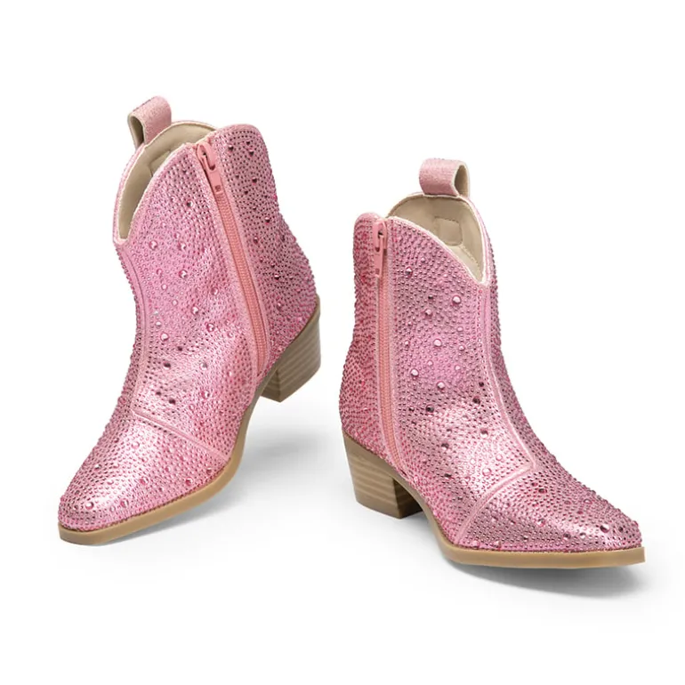 Girls’ Rhinestone Square-Toe Cowgirl Boots