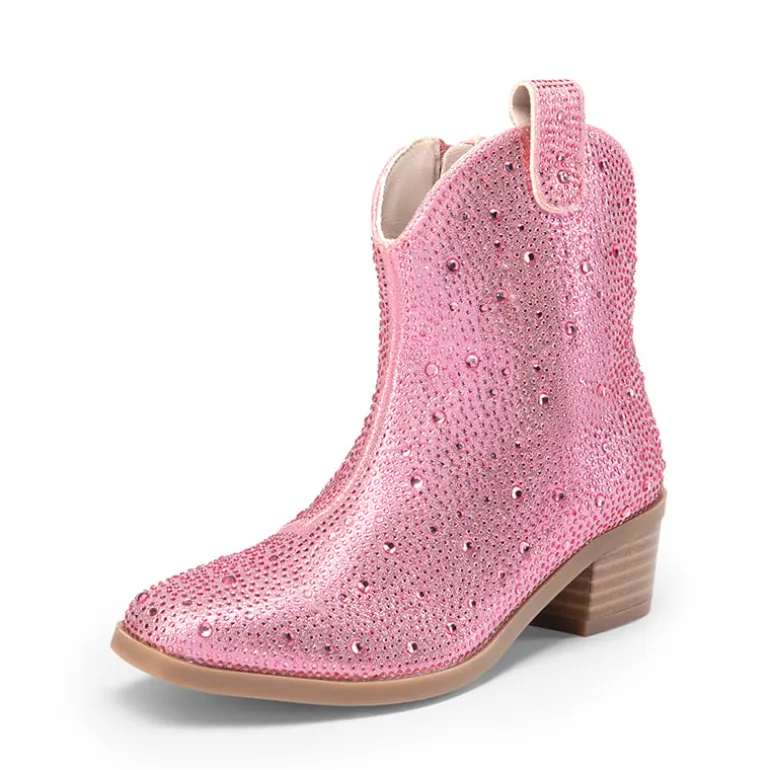 Girls’ Rhinestone Square-Toe Cowgirl Boots