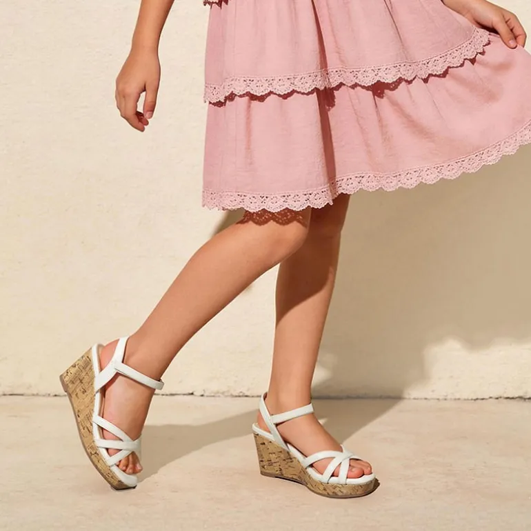 Girls Rhinestone Wedge Sandals