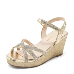 Girls Rhinestone Wedge Sandals