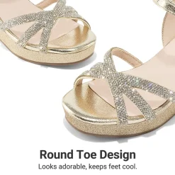 Girls Rhinestone Wedge Sandals