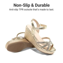 Girls Rhinestone Wedge Sandals