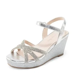 Girls Rhinestone Wedge Sandals
