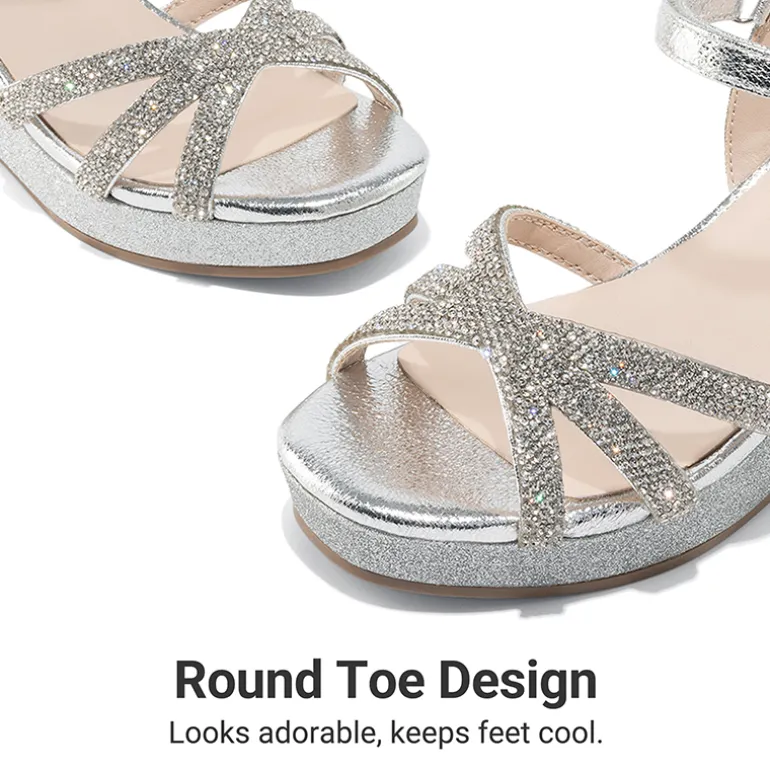 Girls Rhinestone Wedge Sandals