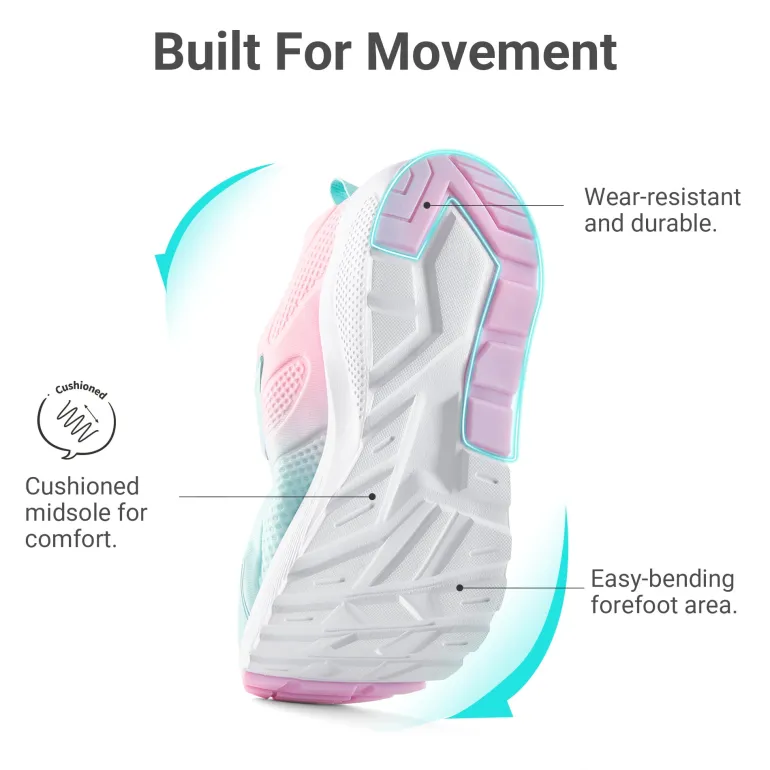 Girls’ Running Shoes with Hook-and-Loop Closure