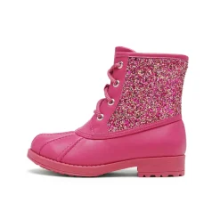 Girls Side Zipper Leather Glitter Boots