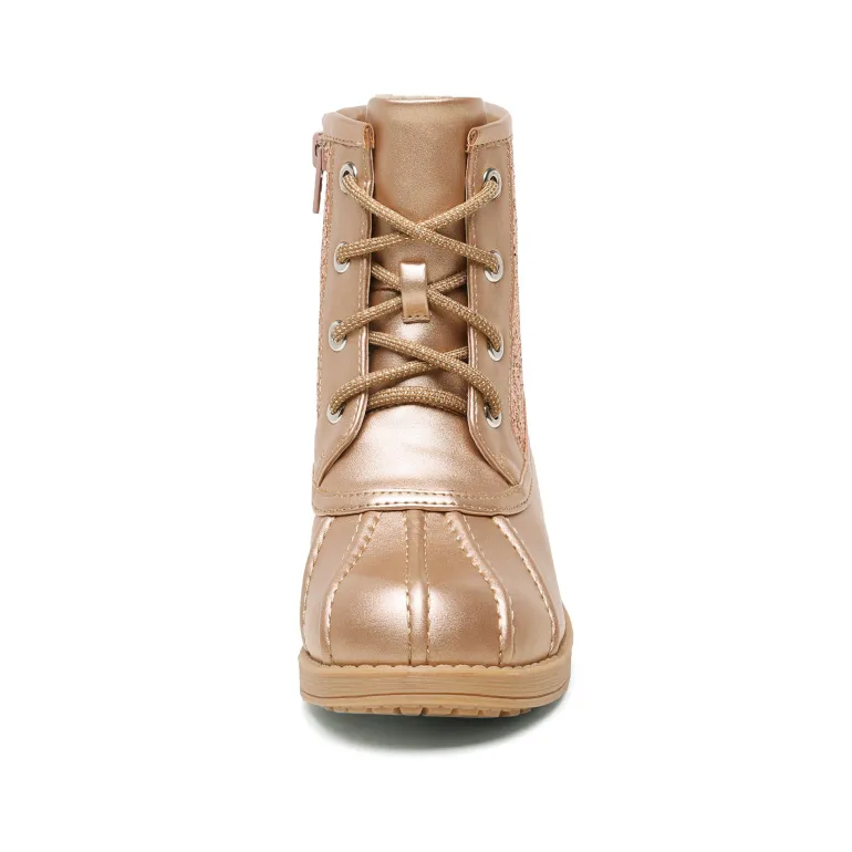 Girls Side Zipper Leather Glitter Boots