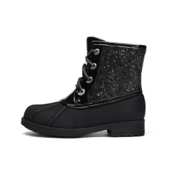 Girls Side Zipper Leather Glitter Boots