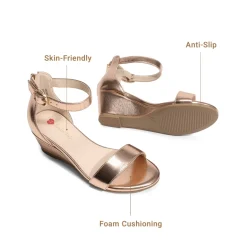 Girls’ Sparkly Wedge Sandals with Cushioned Heel