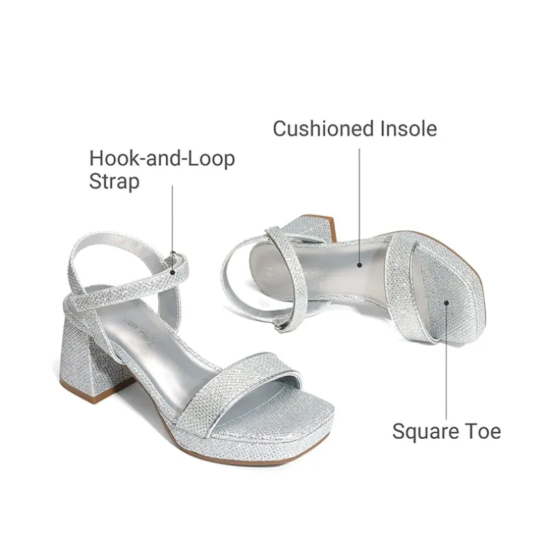Girls’ Square Toe Block Heel Dress Sandals