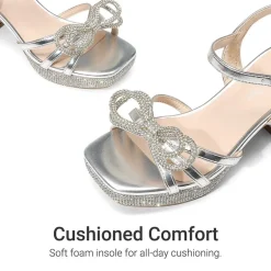 Girls’ Square Toe Dress Heels with Sparkling Bow