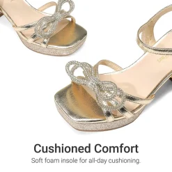 Girls’ Square Toe Dress Heels with Sparkling Bow