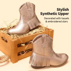Girls Star Pattern Western Cowgirl Boots