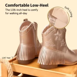 Girls Star Pattern Western Cowgirl Boots