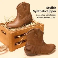 Girls Star Pattern Western Cowgirl Boots