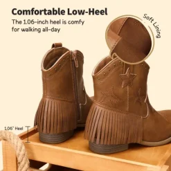 Girls Star Pattern Western Cowgirl Boots