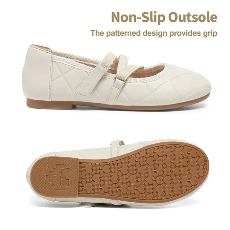 Girls Stitched Detail Elastic Crossover Straps Flats