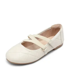 Girls Stitched Detail Elastic Crossover Straps Flats