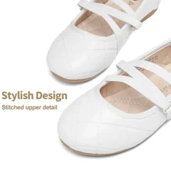 Girls Stitched Detail Elastic Crossover Straps Flats