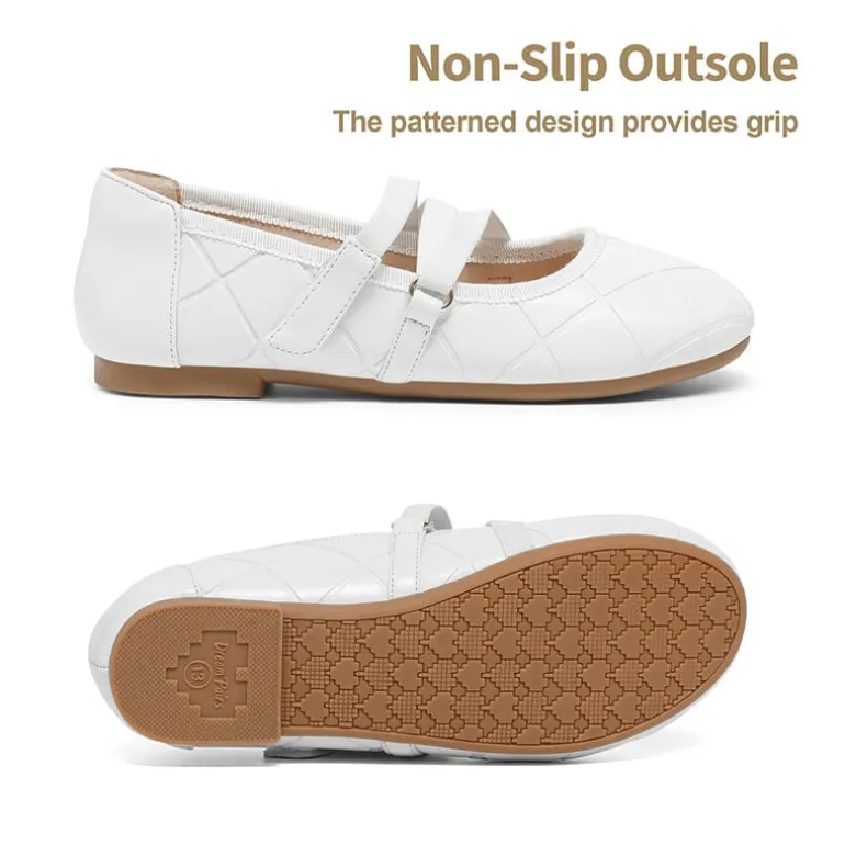 Girls Stitched Detail Elastic Crossover Straps Flats