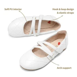 Girls Stitched Detail Elastic Crossover Straps Flats