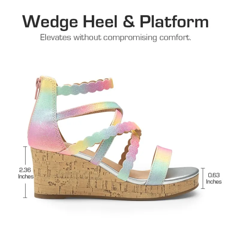 Girls' Strappy Wedge Sandals