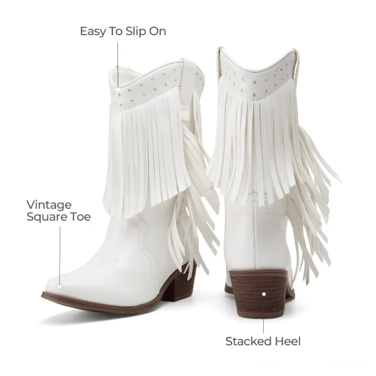 Girls’ Tassel Star Western Cowgirl Boots