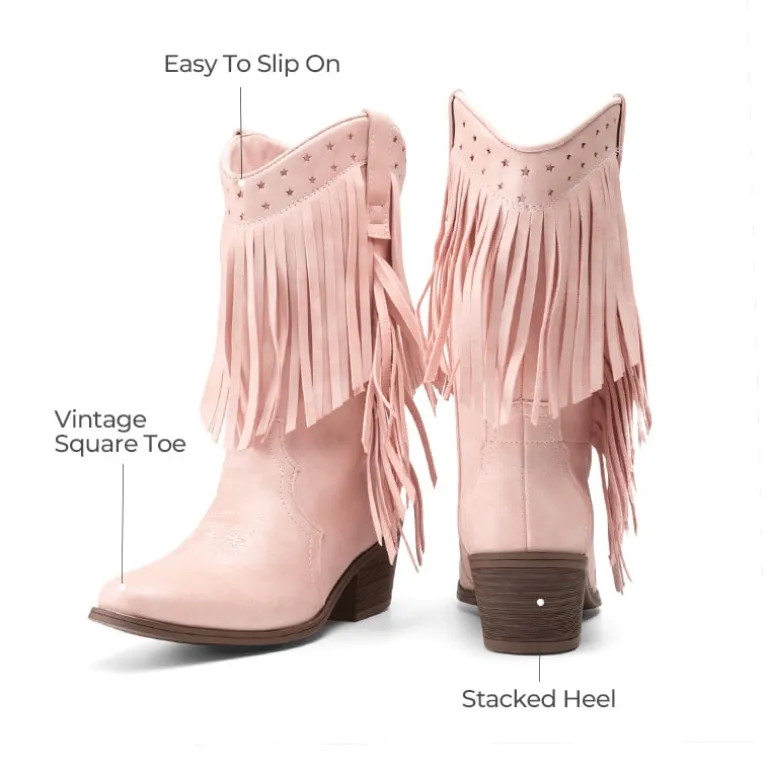 Girls’ Tassel Star Western Cowgirl Boots