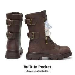 Girls Vegan Leather Combat Ankle Boots