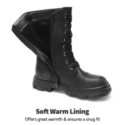Girls Vegan Leather Combat Ankle Boots