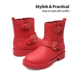 Girls Water-Resistant Zipper Ankle Boots